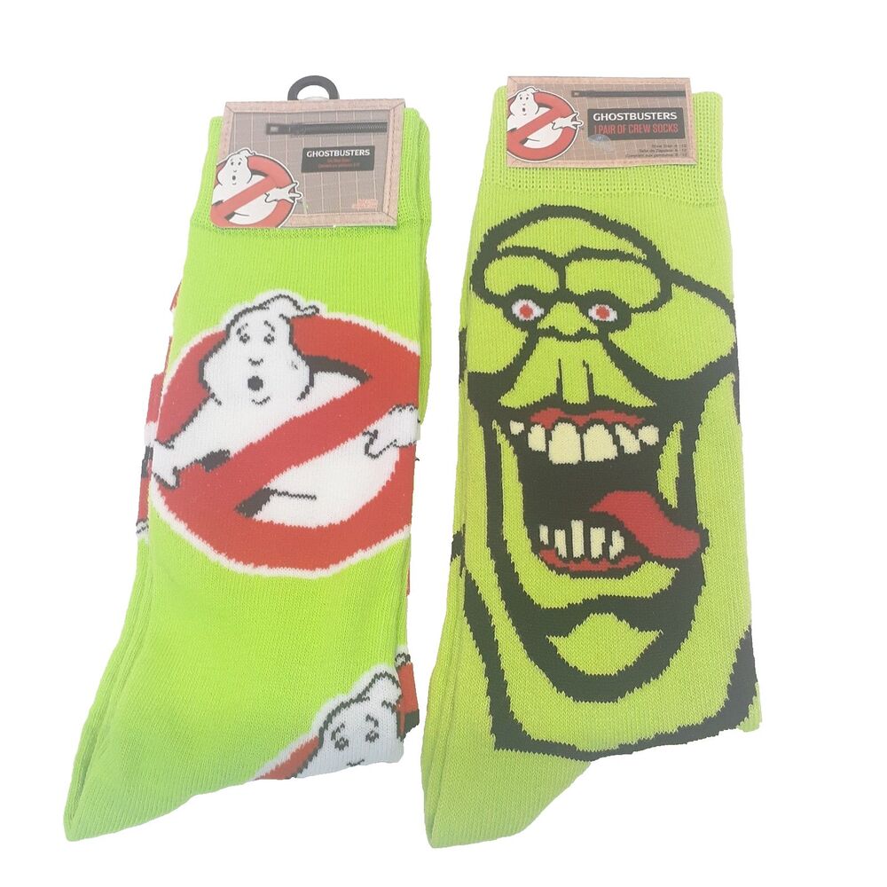 GhostBusters Slimer Movie Men's Crew Socks 2 Pair Size 6-12 - NWT